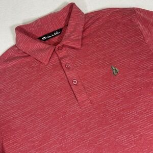Travis Mathew Shirt Mens Medium Red‎ Polo Performance Whispering Pines Golf Logo